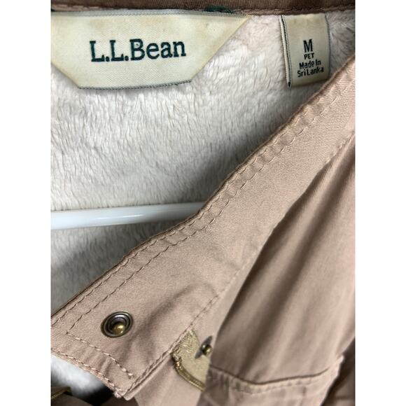 LL Bean Beige Draw String Waist Faux Fur lined 4 Pocket Jacket Size M - Picture 3 of 7